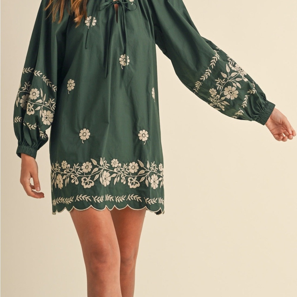 MABLE LYNDIS EMBROIDERED PEASANT MINI DRESS size large